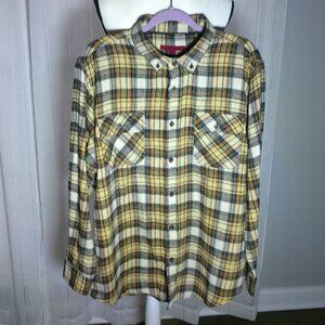 MONTAGE Men's Long Sleeve Button-Up 100% Cotton Flannel Plaid Shirt XL